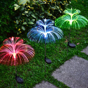 Solar Star double fiber jellyfish lamp Outdoor, Solar Garden Lights, Outdoor Decorations, Firefly Light for Patio Decor, Big Bulb, Unique Gifts for Women, Gifts for Grandma