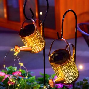 Watering Can Solar Garden Lights Outdoor Decoration, Metal Solar Watering Can Lights Outdoor Waterproof, Small Patio Light Yard Lawn Pathway Decor, Gardening Gifts for Women Mom Grandma