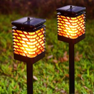 Solar Flam Lights for Outside,Flickering Flame LED Solar Outdoor Lights, Waterproof Solar Garden Lights Maintain 10 Hours of Lighting for Christmas, Garden, Landscape, Path, Yard, Patio