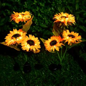 Solar sunflower light 2 heads 3 heads 4 heads outdoor, Solar Garden Lights, Outdoor Decorations, best for Patio Decor, Unique Gifts for Women, Giftss for Mum